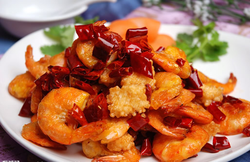 鲜花(huā)椒炒明虾